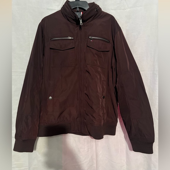 Mens Tommy Hilfiger Performance Water
and Wind Resistant Bomber (Burgandy) - Picture 2 of 5